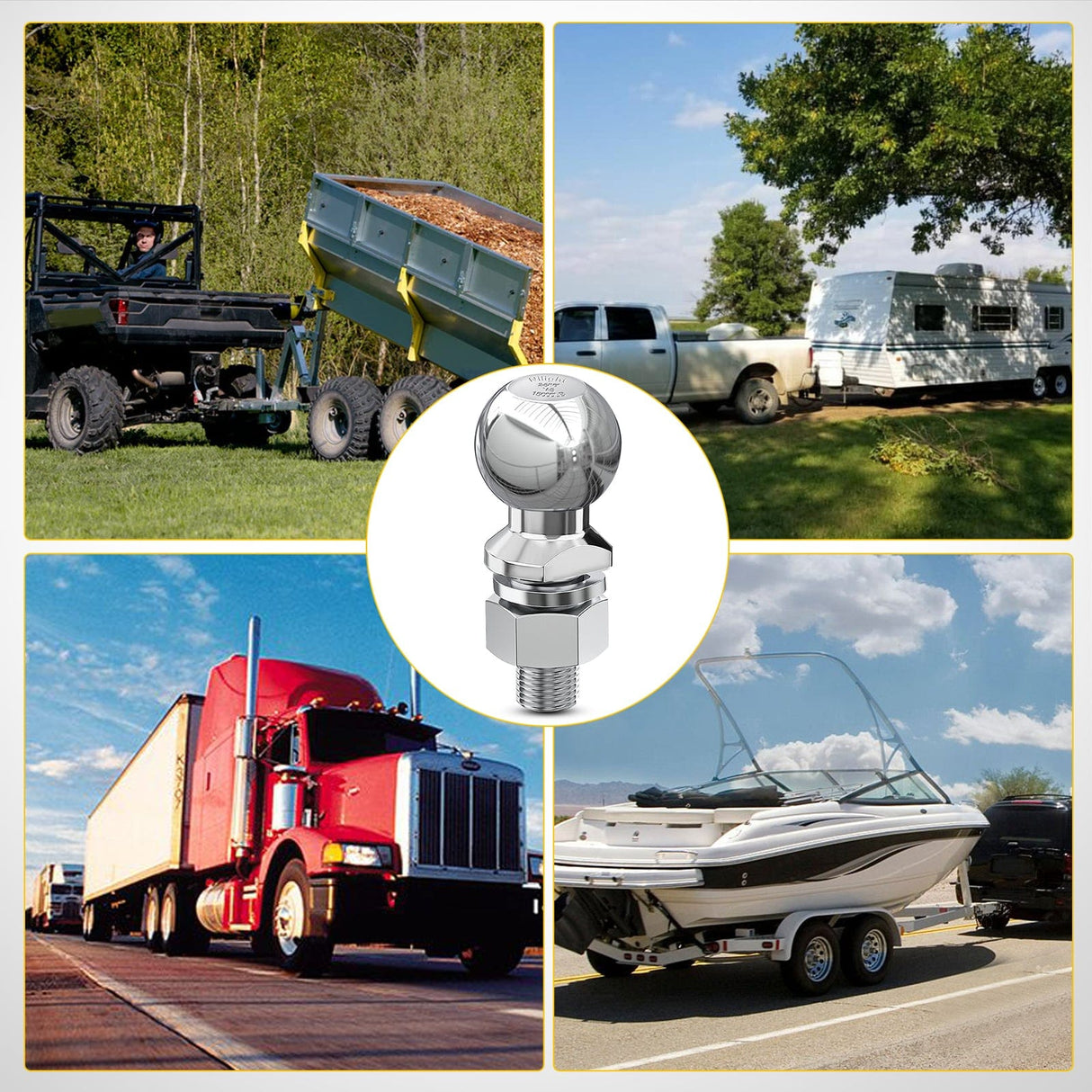Trailer Hitch 2-5/16Inch Chrome Trailer Hitch Ball 1-1/4inch x 2-5/8inch Shank Universal Fit Gray