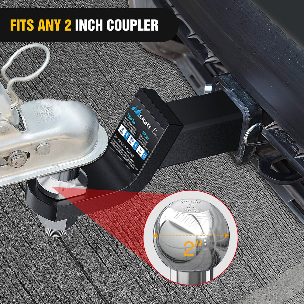 Trailer Hitch 2Inch Chrome Trailer Hitch Ball 1 x 2-1/8Inch Shank Universal Fit Gray