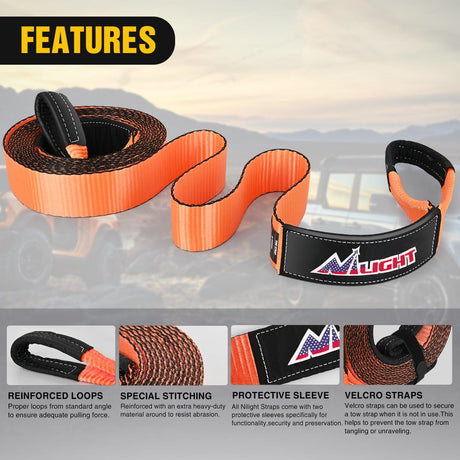 Tie Down Straps 3 x 30Inch Recovery Tow Strap Rope 33000LBS