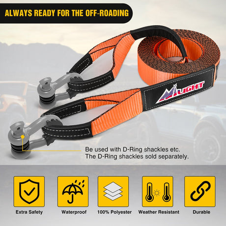 Tie Down Straps 3 x 30Inch Recovery Tow Strap Rope 33000LBS
