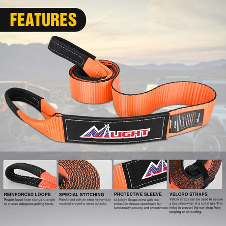 Tie Down Straps 3 x 8inch Tree Saver Tow Strap Heavy-Duty Axle Strap Set