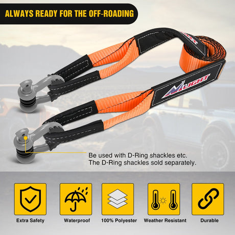 Tie Down Straps 3 x 8inch Tree Saver Tow Strap Heavy-Duty Axle Strap Set
