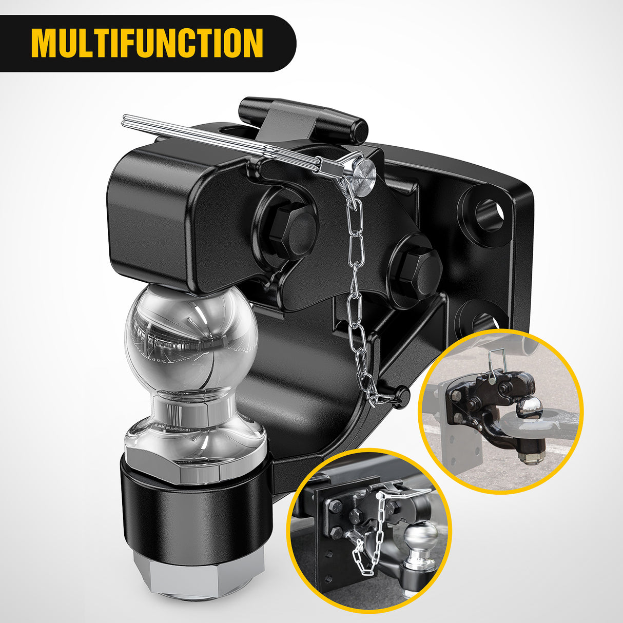 Nilight Pintle Hook Trailer Hitches Receiver Hook Combination 2-5/16” Hitch Ball with Mounting Kit, 14000LBS Black Bolt On Adjustable Powder-Coated