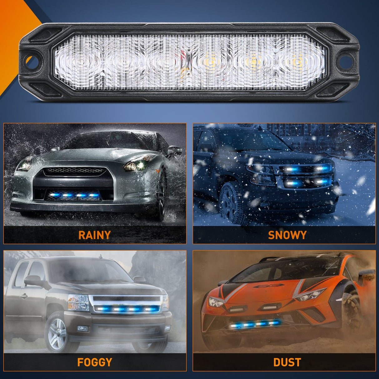 led strobe light 6LED Bule White Surface Mount Flashing Emergency Strobe lights 4 PCS