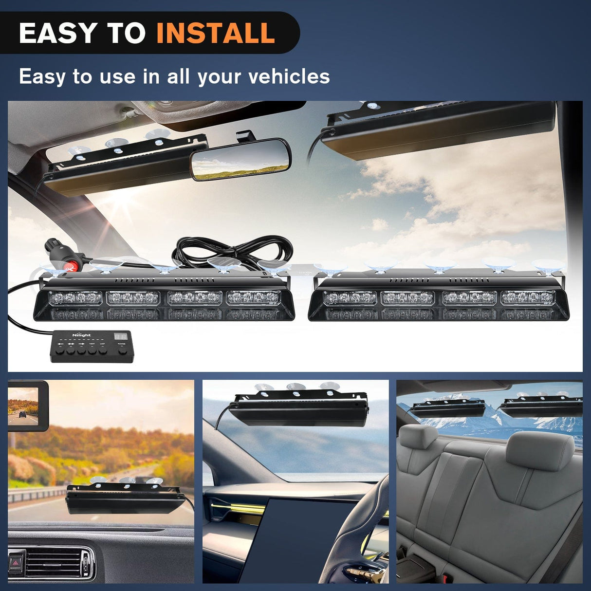 led strobe light 32LED Amber Emergency Dash Strobe Lights with Controller Suction Cups