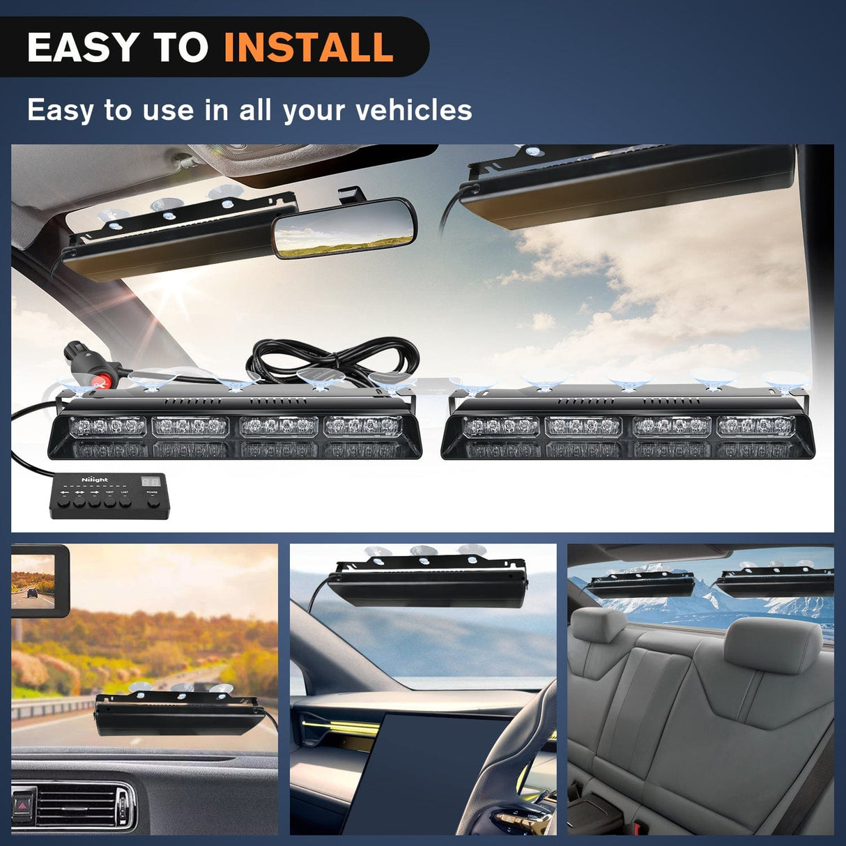 led strobe light 32LED White Emergency Dash Strobe Lights with Controller Suction Cups