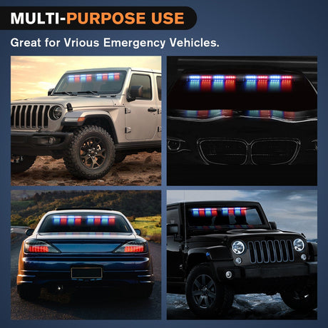 led strobe light 32LED Red Blue Suction Cups Emergency Dash Strobe Lights