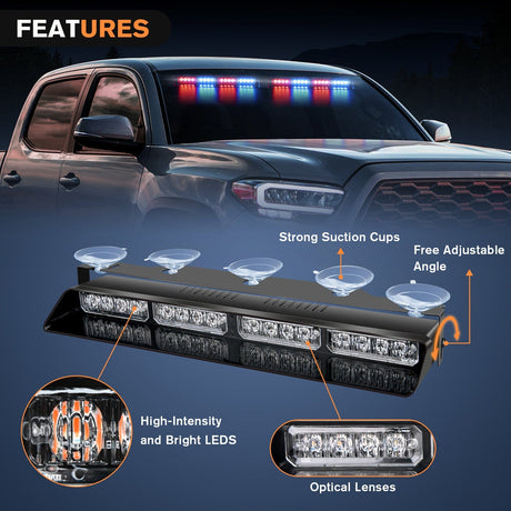 led strobe light 32LED Red Blue Suction Cups Emergency Dash Strobe Lights