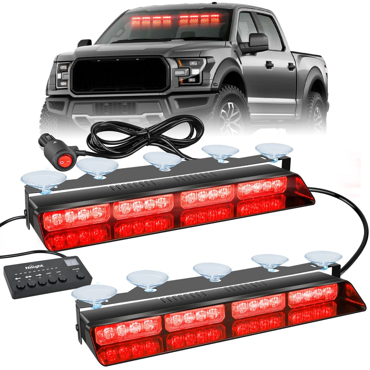 led strobe light 32LED Red Emergency Dash Strobe Lights with Controller Suction Cups