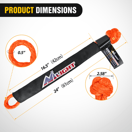 Shackle 2PCS 1/2Inch x 24Inch Synthetic Soft Shackle