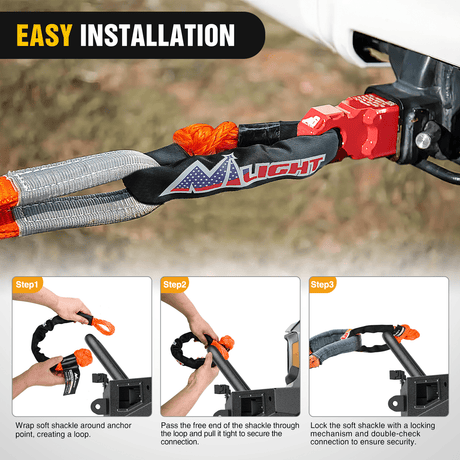 Shackle 2PCS 1/2Inch x 24Inch Synthetic Soft Shackle