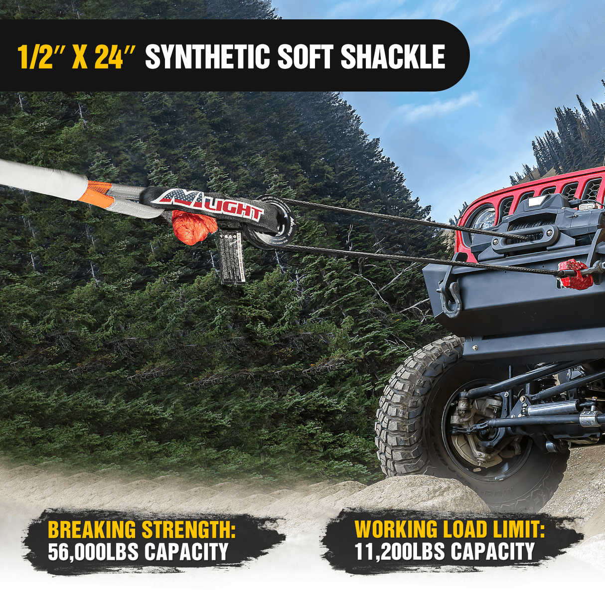 Shackle 2PCS 1/2Inch x 24Inch Synthetic Soft Shackle