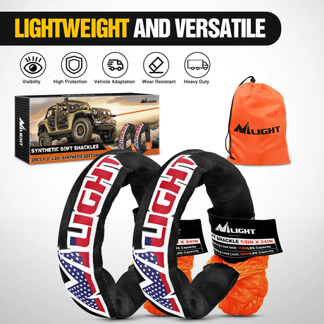 Shackle 2PCS 1/2Inch x 24Inch Synthetic Soft Shackle