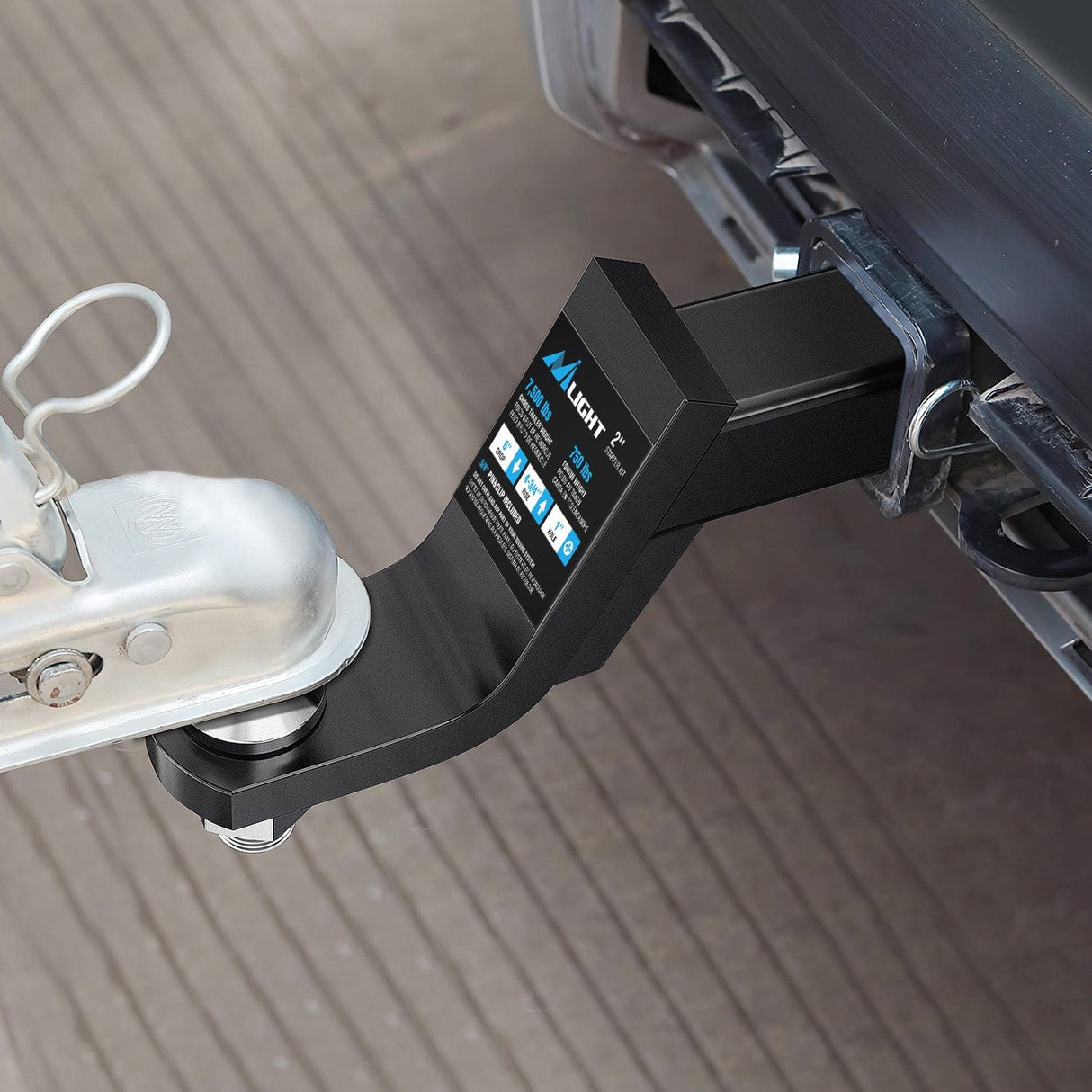 Trailer Hitch Trailer Hitch Ball Mount 2In Trailer Ball 5/8In Hitch Pin Clip Fits 2Inch Receiver Square 7500 lbs 6In Drop, 4-3/4In Rise, 1¡± Hole, Gloss Black Powder Coat