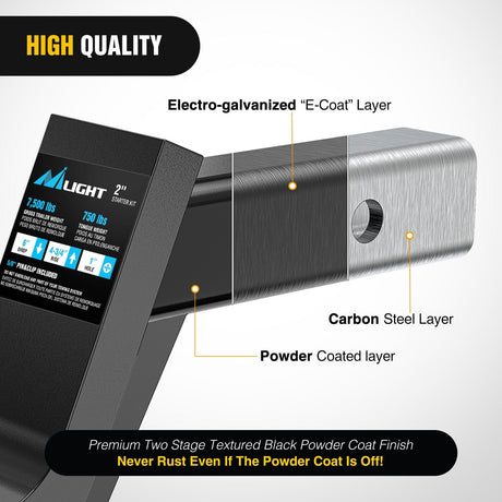 Trailer Hitch Trailer Hitch Ball Mount with 5/8in Hitch Pin Clip Fits 2In Receiver Square 6in Drop 4-3/4in Rise 1in Hole Gloss Black Powder Coat