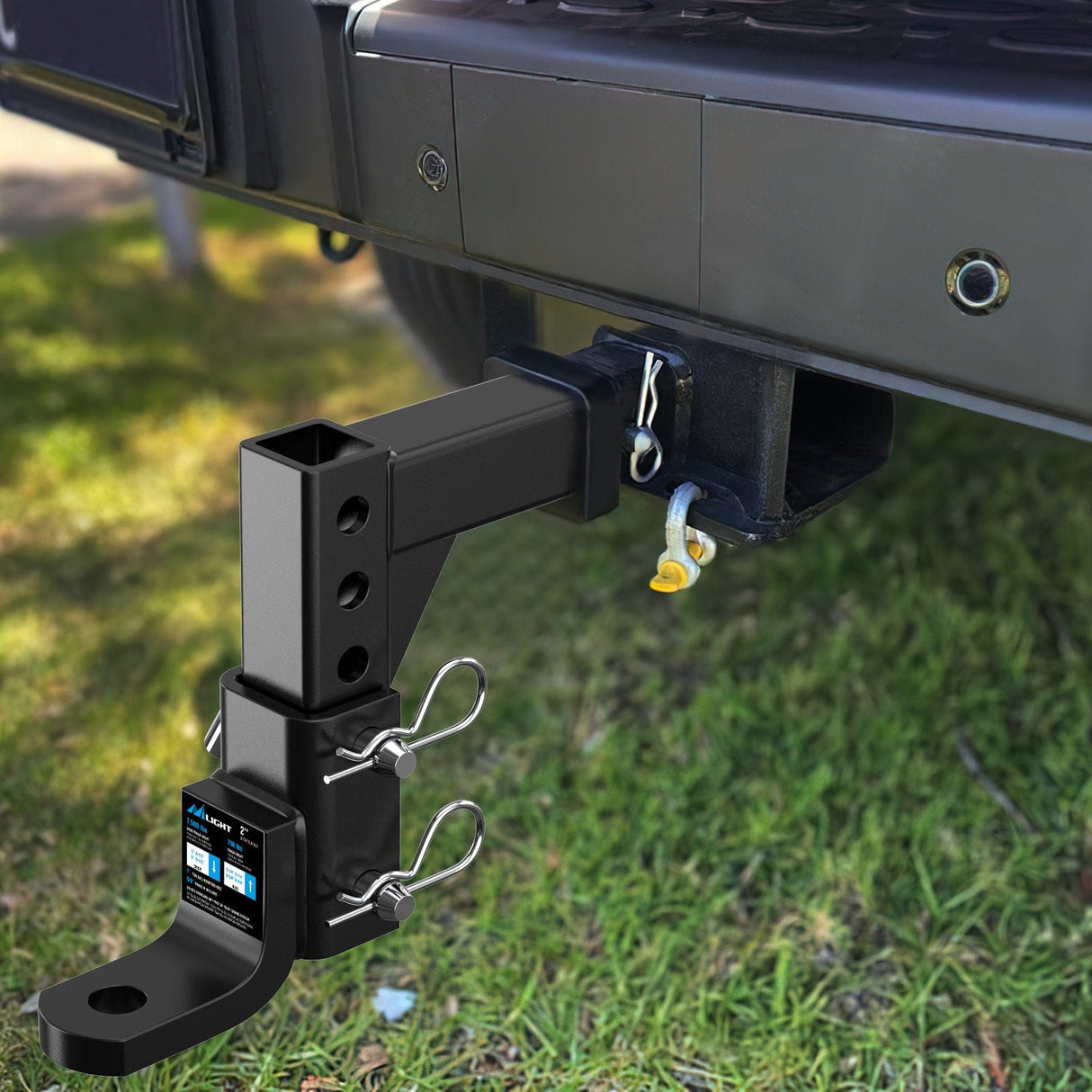 Trailer Hitch 8-Position Adjustable Trailer Hitch Ball Mount Fits 2In Receiver 5/8in Pin Lock 7500 lbs 9-1/2in Drop 8-1/4in Rise 1in Hole Hitch