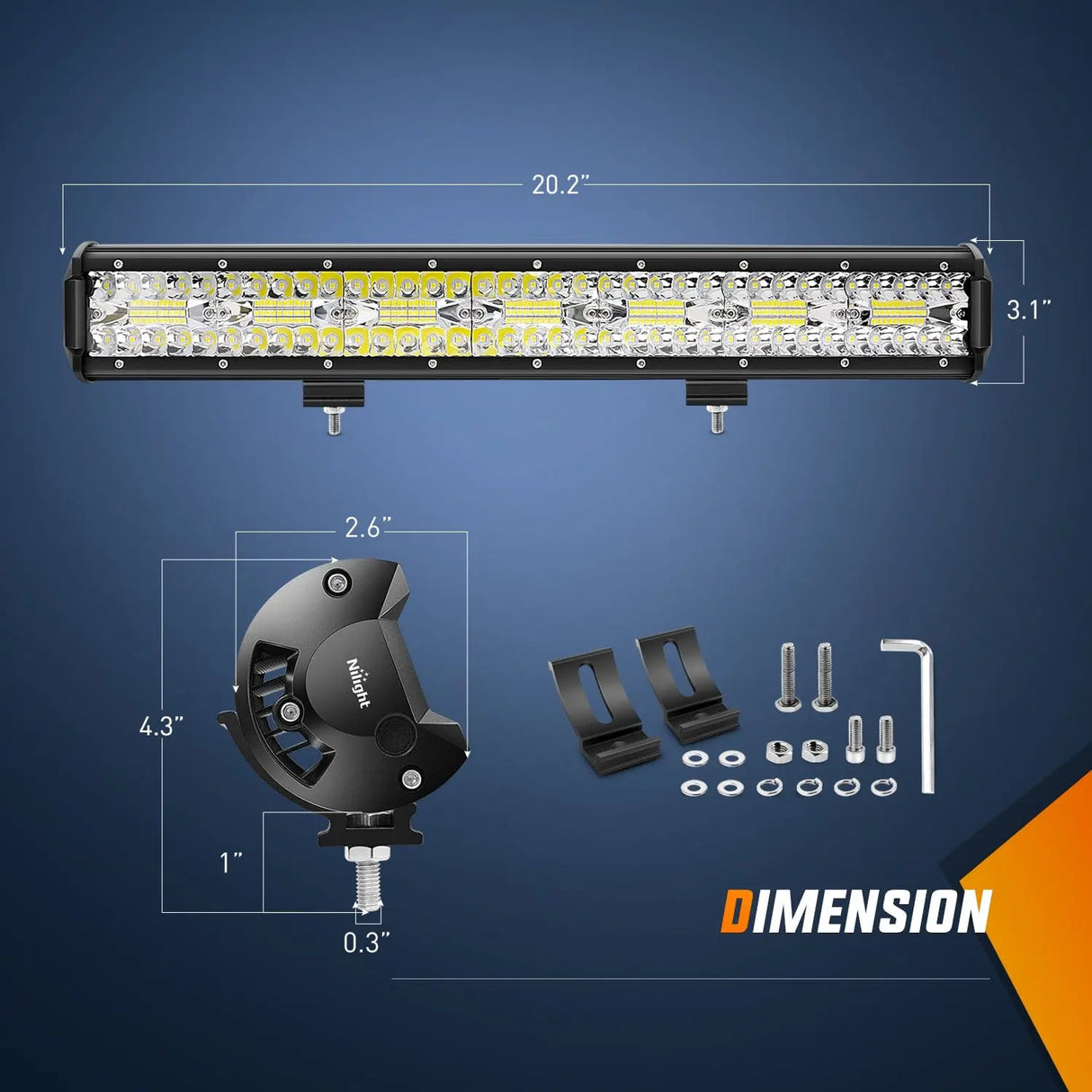 20 Inch 420W Light Bar 2Pcs 4Inch 60W Led Pods with Wiring Harness Kit -3 Leads