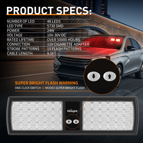 led strobe light 48 LED Red Emergency Warning Strobe Lights