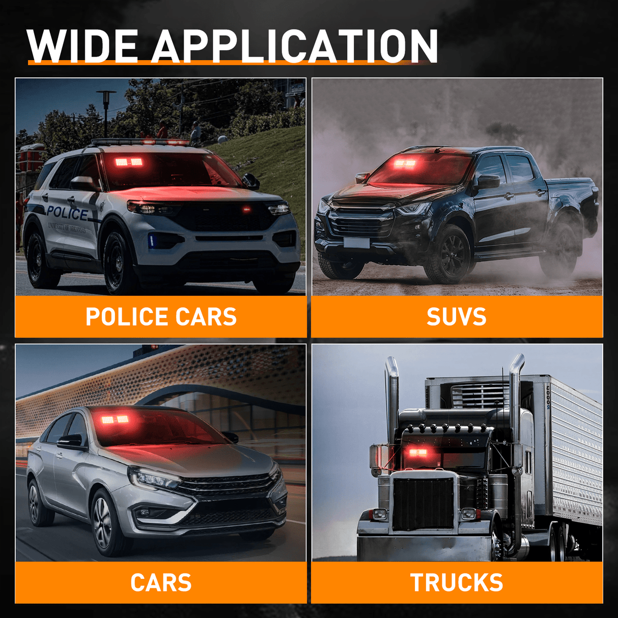 led strobe light 48 LED Red Emergency Warning Strobe Lights