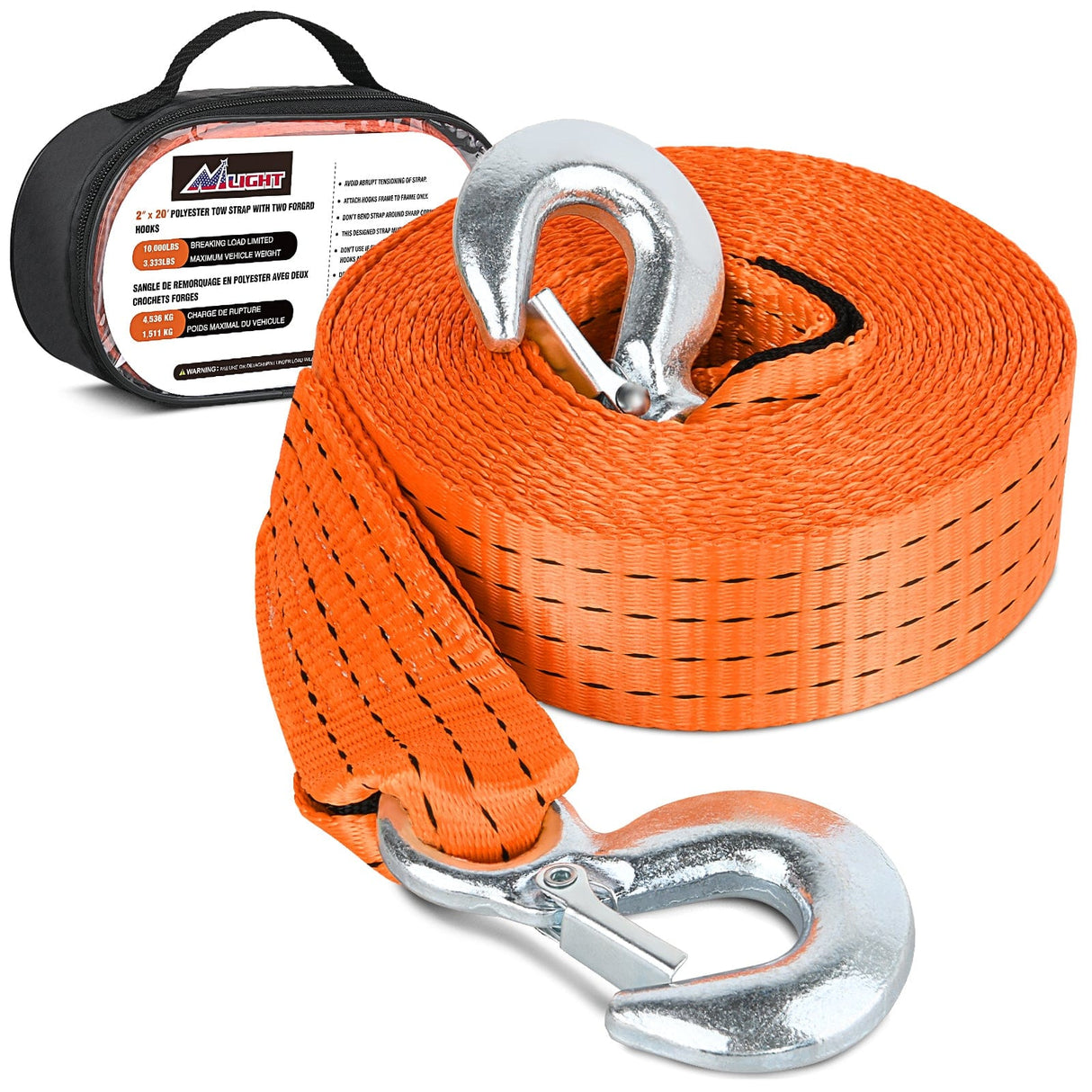 Tie Down Straps 2 x 20Inch Heavy Duty Tow Strap with Safety Hooks