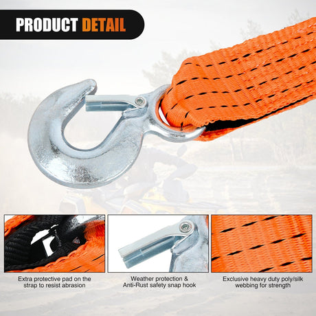 Tie Down Straps 2 x 20Inch Heavy Duty Tow Strap with Safety Hooks