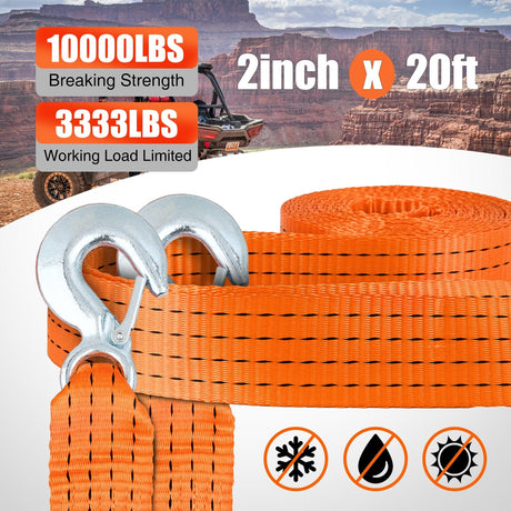 Tie Down Straps 2 x 20Inch Heavy Duty Tow Strap with Safety Hooks