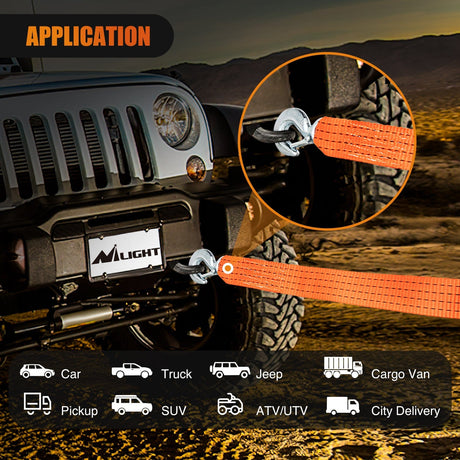 Tie Down Straps 2 x 20Inch Heavy Duty Tow Strap with Safety Hooks