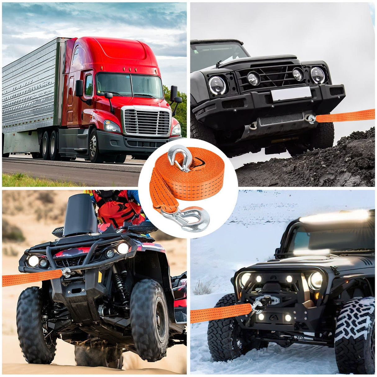 Tie Down Straps 2 x 20Inch Heavy Duty Tow Strap with Safety Hooks