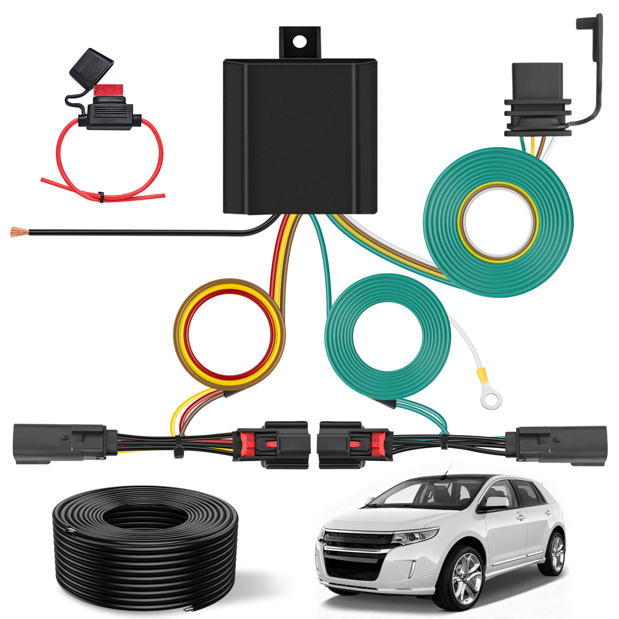 4 Pin Trailer Wiring Harness Kit 56120 Vehicle Connect Plug OEM Compatible Custom for 2011 2012 2013 2014 Ford Edge Limited SE SEL Sport Simple Fit Tow Hitch Harness