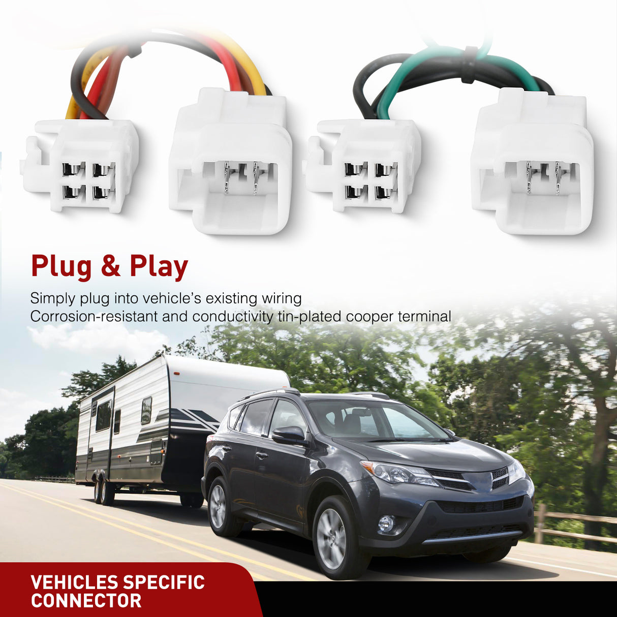 4 Pin Trailer Wiring Harness Kit 56350 Vehicle Side Custom for 2013 2014 2015 2016 2017 2018 2019 2020 2021 2022 Toyota Avalon RAV4 Fit Tow Hitch