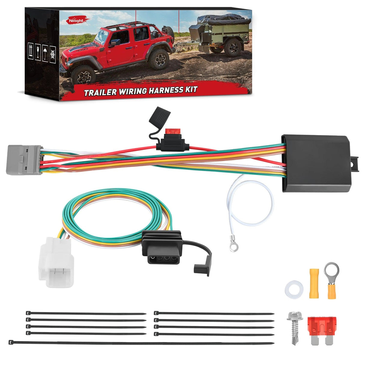 Wiring Harness Kit 4 Pin Trailer Wiring Harness Kit 56217 Fit for 2008 2009 2010 2011 2012 2013 2014 2015 2016 2017 2018 2019 2020 2021 Toyota Highlander Lexus RX350 RX350L