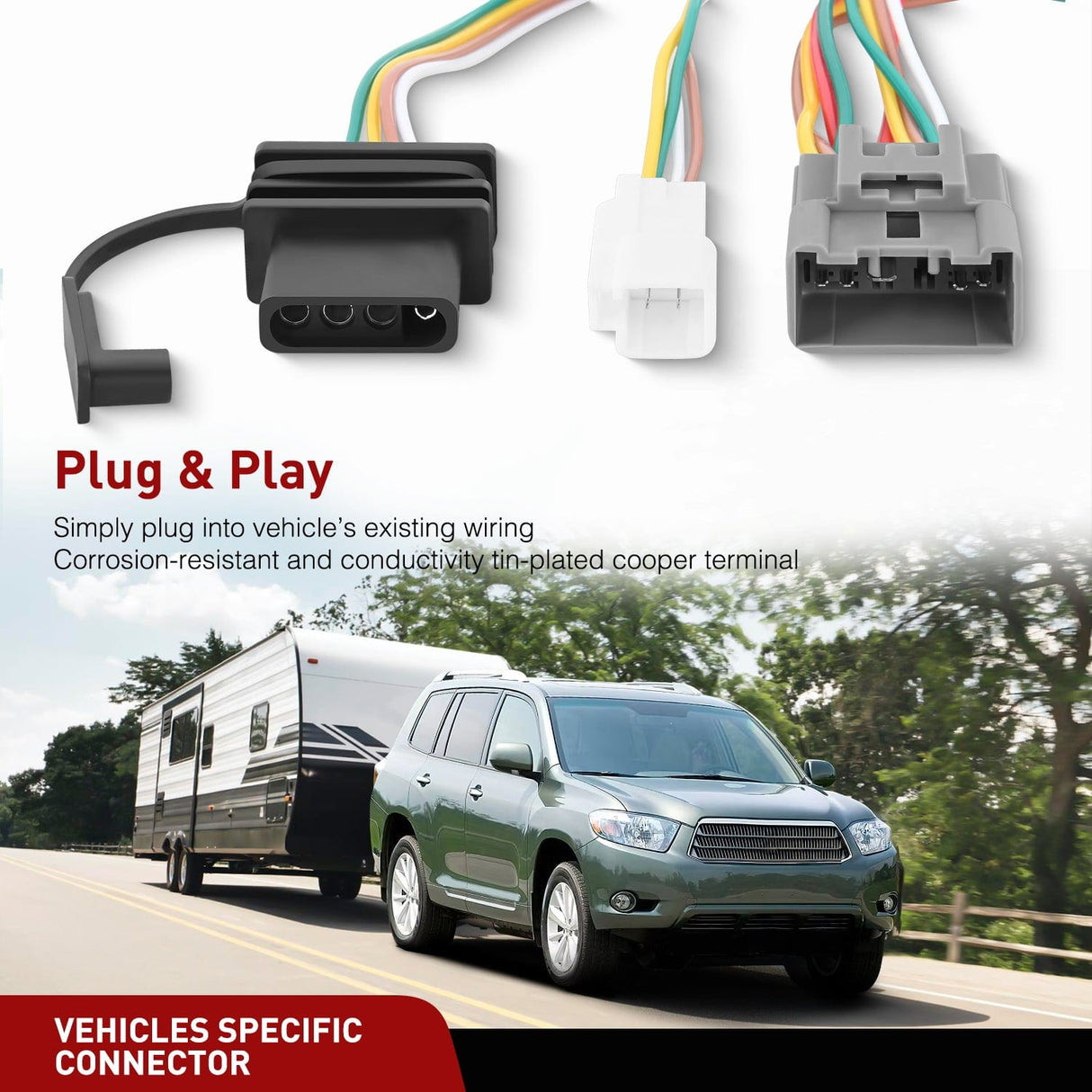 Wiring Harness Kit 4 Pin Trailer Wiring Harness Kit 56217 Fit for 2008 2009 2010 2011 2012 2013 2014 2015 2016 2017 2018 2019 2020 2021 Toyota Highlander Lexus RX350 RX350L