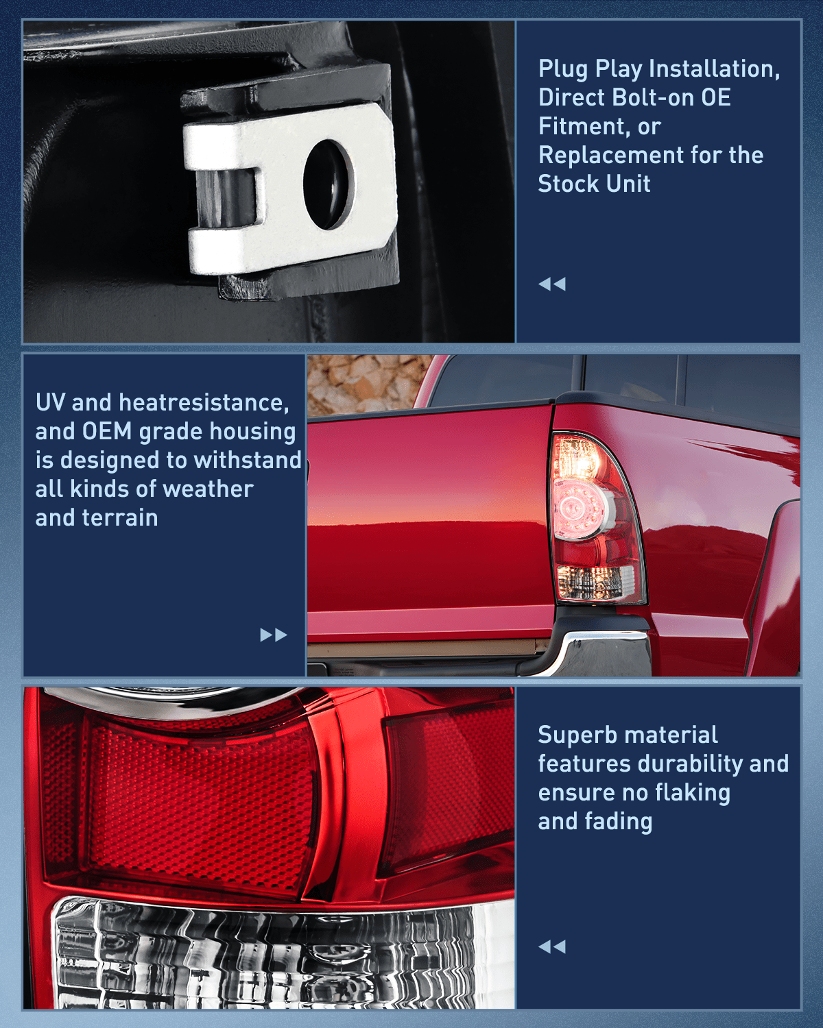 Taillight Assembly 2005 2006 2007 2008 2009 2010 2011 2012 2013 2014 2015 Toyota Tacoma Tail light Assembly Rear Lamp Replacement LED Lens Passenger Side