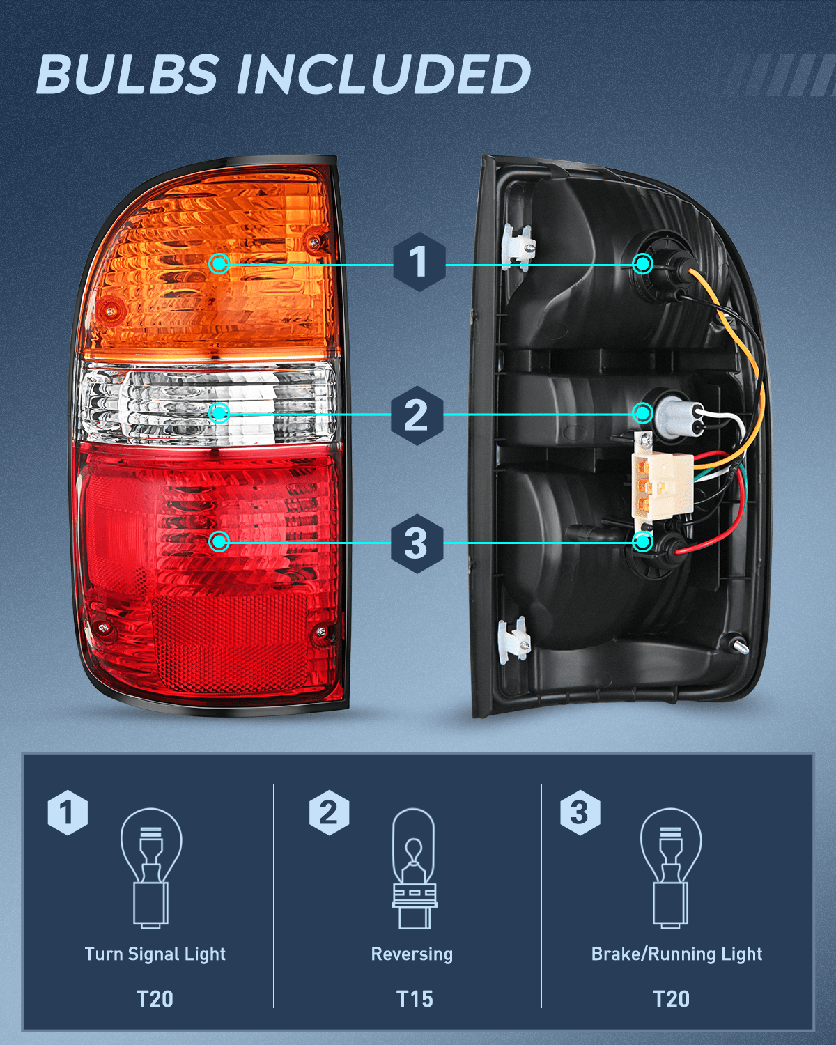 Taillight Assembly 2001 2002 2003 2004 Toyota Tacoma Taillight Assembly Rear Lamp Replacement OE Style Driver Side and Passenger Side