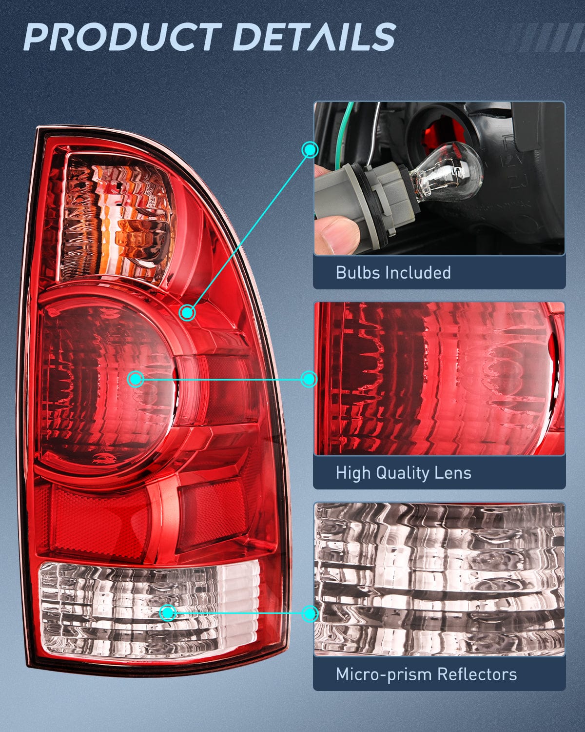 Taillight Assembly 2005 2006 2007 2008 2009 2010 2011 2012 2013 2014 2015 Toyota Tacoma Taillight Assembly Rear Lamp Replacement OE Style Passenger Side