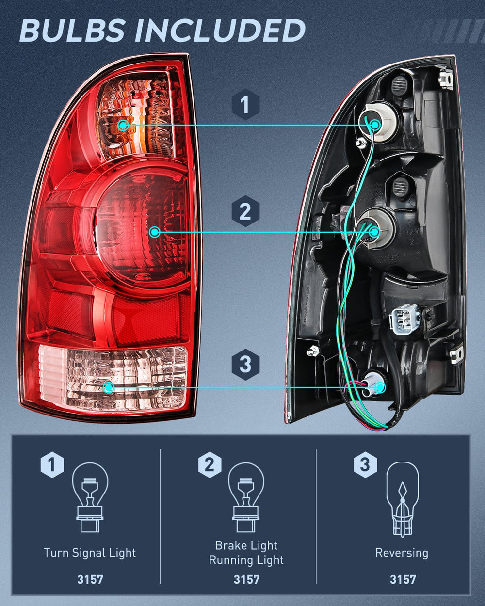 Taillight Assembly 2005 2006 2007 2008 2009 2010 2011 2012 2013 2014 2015 Toyota Tacoma Taillight Assembly Rear Lamp Replacement OE Style Driver Side
