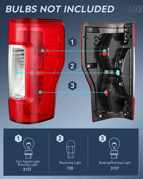 Taillight Assembly 2017 2018 2019 Ford F250 F350 Super Duty Rear Lamp Replacement Taillight Assembly OE Style Driver Side and Passenger Side Red Lens
