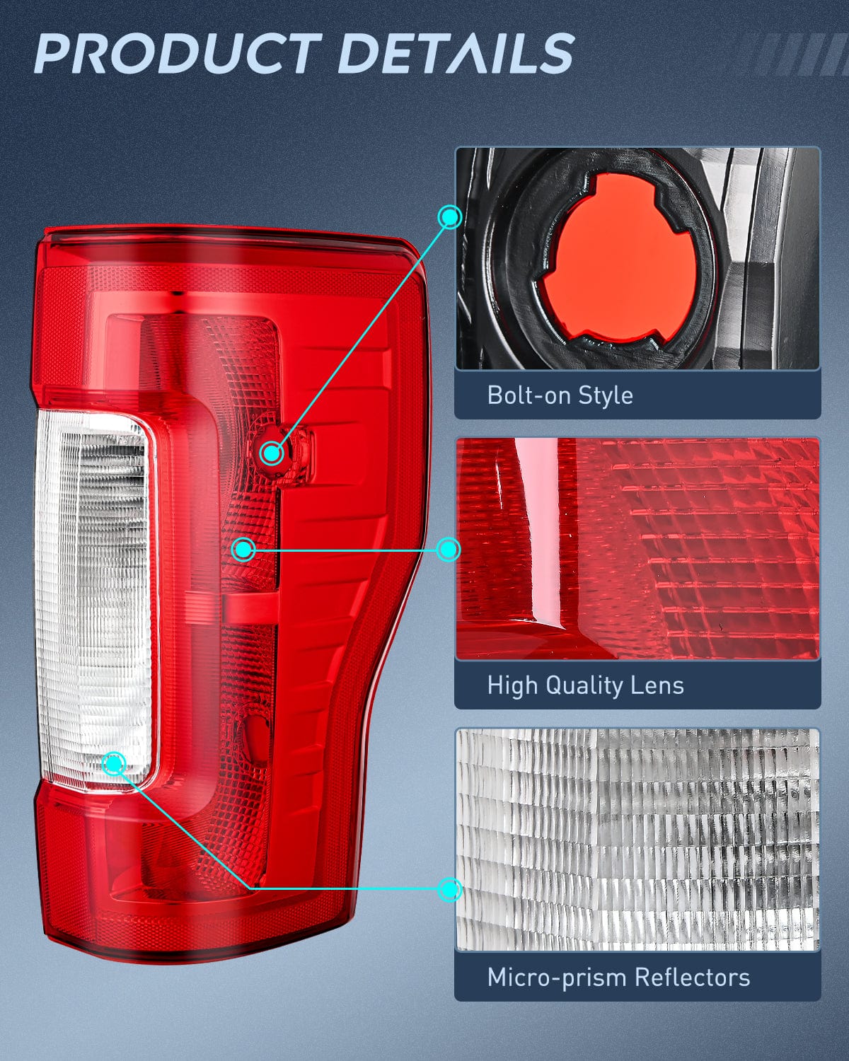 Taillight Assembly 2017 2018 2019 Ford F250 F350 Super Duty Rear Lamp Replacement Taillight Assembly OE Style Driver Side and Passenger Side Red Lens