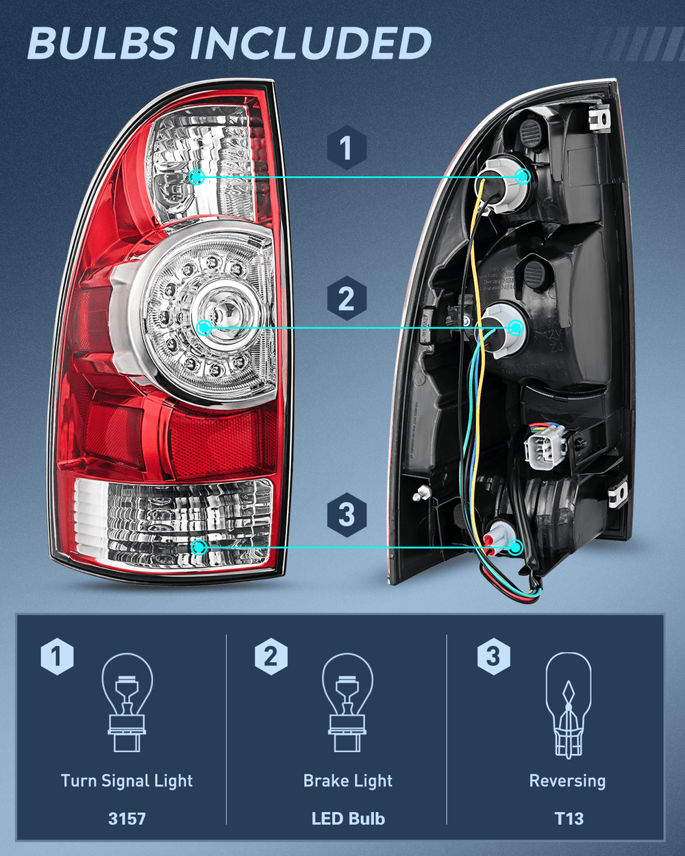 Taillight Assembly 2005 2006 2007 2008 2009 2010 2011 2012 2013 2014 2015 Toyota Tacoma Tail light Assembly Rear Lamp Replacement LED Lens Driver Side