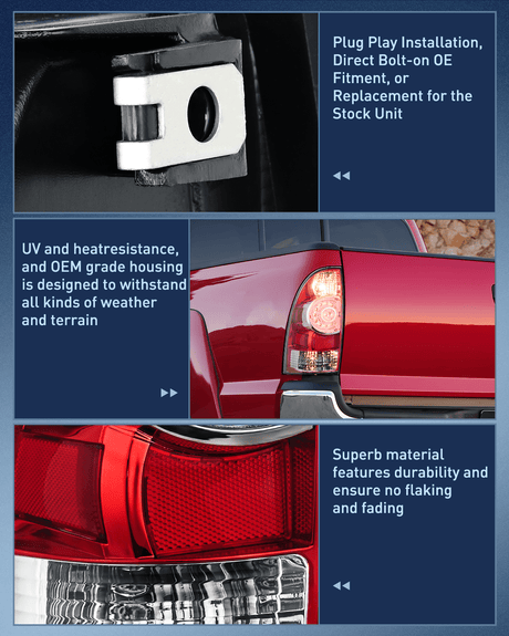 Taillight Assembly 2005 2006 2007 2008 2009 2010 2011 2012 2013 2014 2015 Toyota Tacoma Tail light Assembly Rear Lamp Replacement LED Lens Driver Side