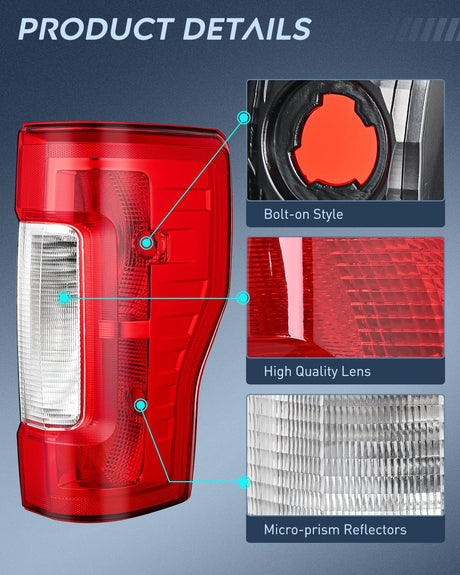 Taillight Assembly 2017 2018 2019 Ford F250 F350 Super Duty Rear Lamp Replacement Taillight Assembly OE Style Passenger Side Red Lens