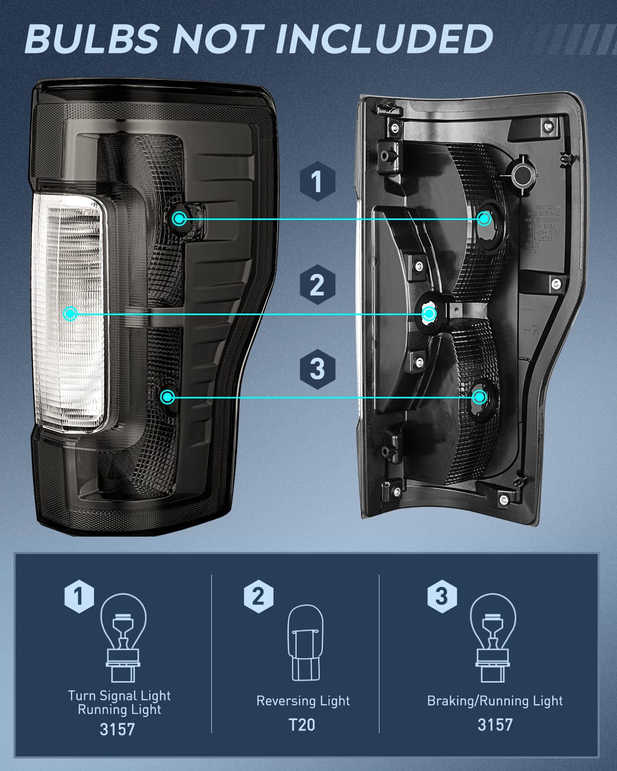 Taillight Assembly 2017 2018 2019 Ford F250 F350 Super Duty Rear Lamp Replacement Taillight Assembly OE Style Passenger Side Smoke Lens