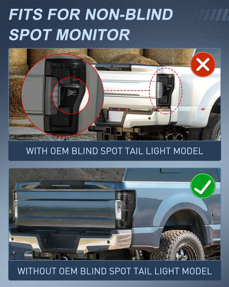 Taillight Assembly 2017 2018 2019 Ford F250 F350 Super Duty Rear Lamp Replacement Taillight Assembly OE Style Driver Side and Passenger Side Smoke Lens