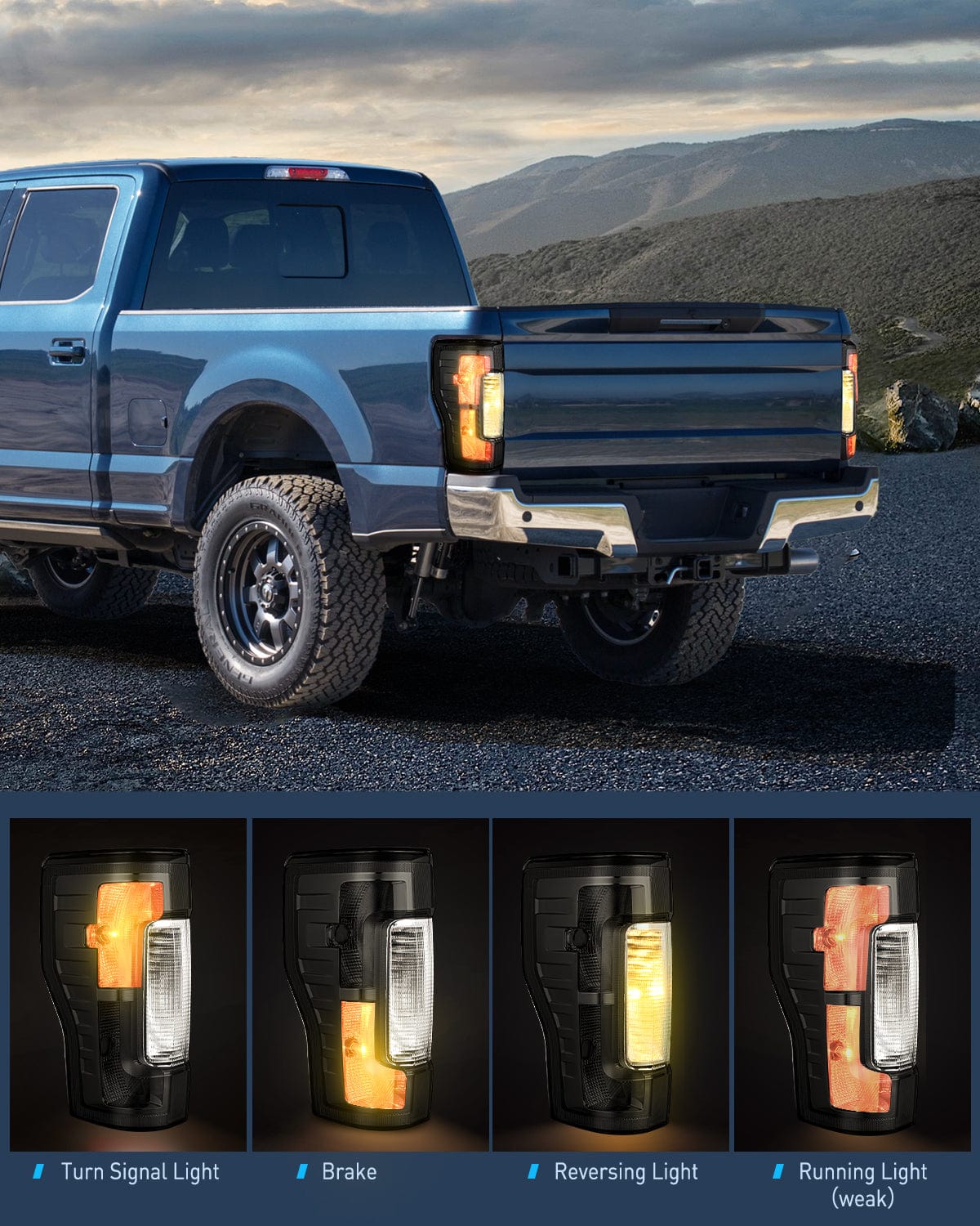 Taillight Assembly 2017 2018 2019 Ford F250 F350 Super Duty Rear Lamp Replacement Taillight Assembly OE Style Driver Side Smoke Lens