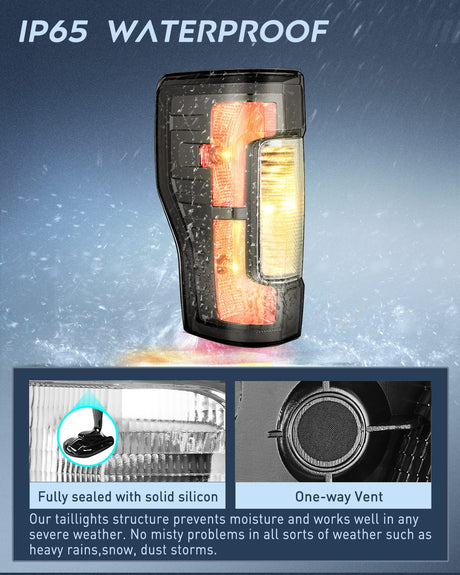 Taillight Assembly 2017 2018 2019 Ford F250 F350 Super Duty Rear Lamp Replacement Taillight Assembly OE Style Driver Side Smoke Lens