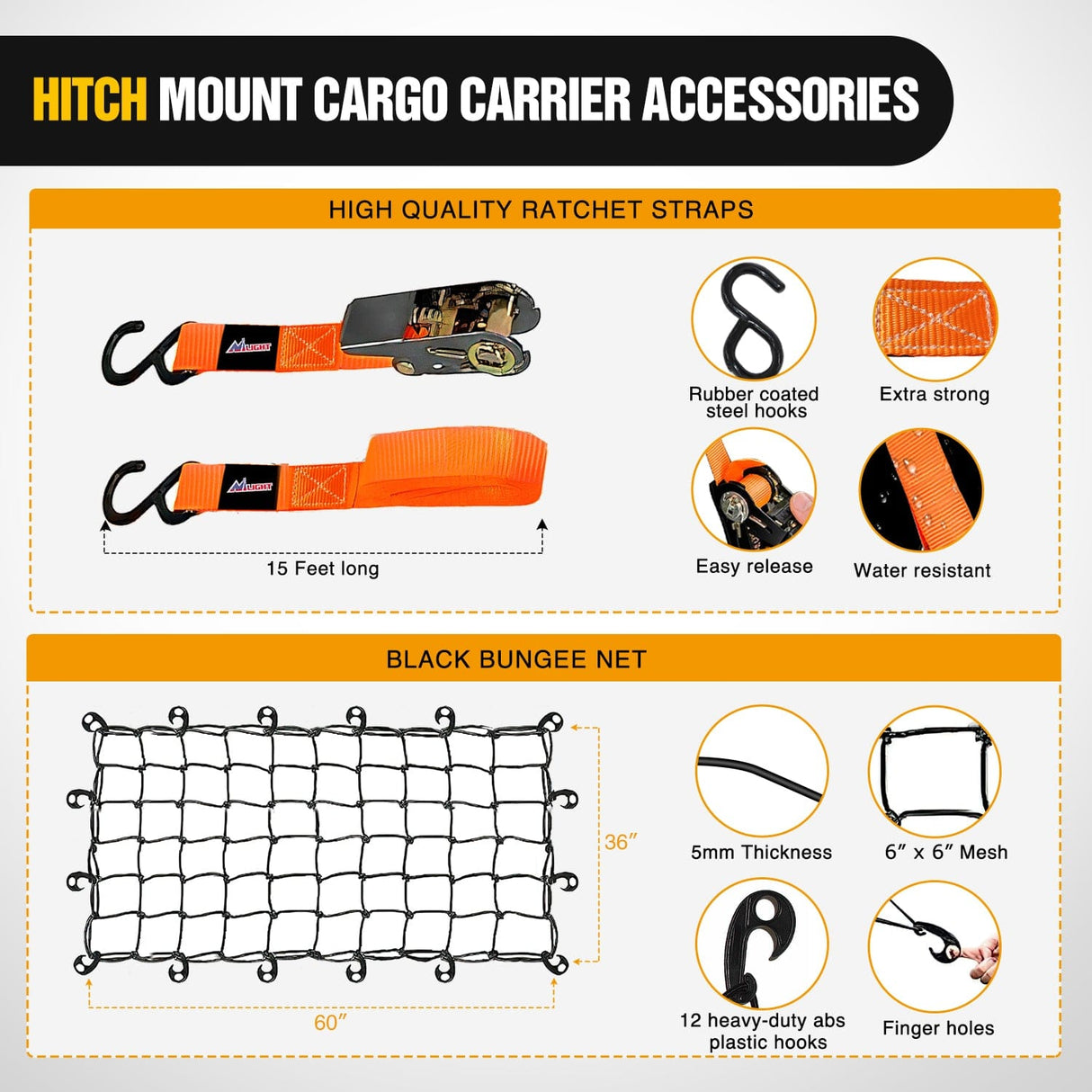 Accessories 64 x 39 x 6 Inch Universal Roof Rack Cargo Basket Kit