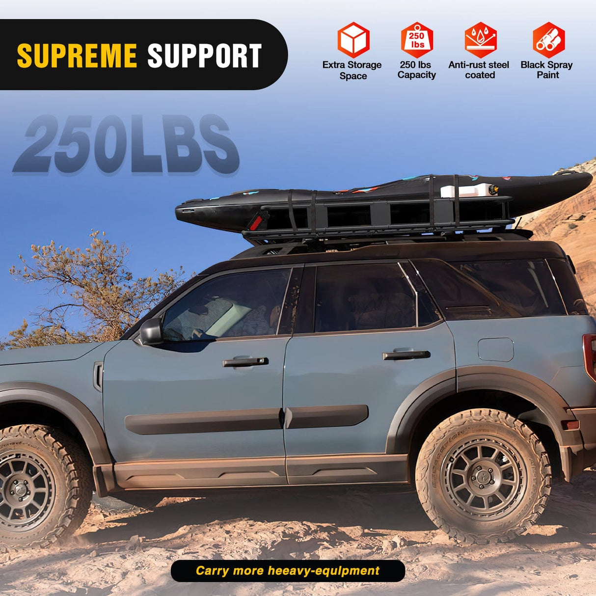 Accessories 64 x 39 x 6 Inch Universal Roof Rack Cargo Basket Kit