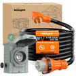 RV Parts 50A 15FT Generator Extension Cord and Power Inlet Box 125/250V Heavy Duty 6/3+8/1 Gauge STW ETL Listed NEMA 14-50P/SS2-50R Twist Lock Connector for RV Outdoor Use