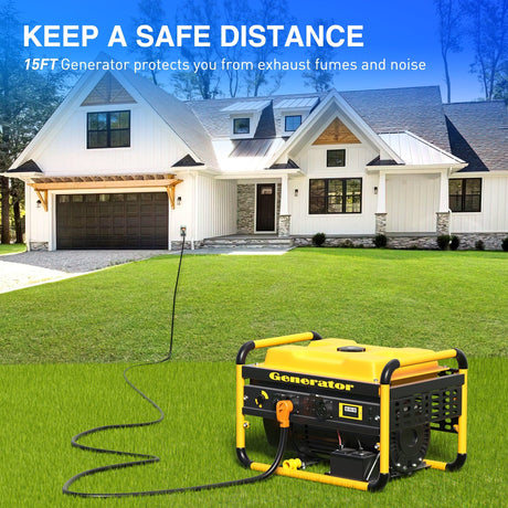 RV Parts 50A 15FT Generator Extension Cord and Power Inlet Box 125/250V Heavy Duty 6/3+8/1 Gauge STW ETL Listed NEMA 14-50P/SS2-50R Twist Lock Connector for RV Outdoor Use