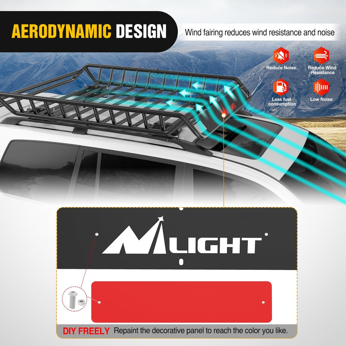 Accessories 51 x 36 x 5in Universal Roof Rack Cargo Basket